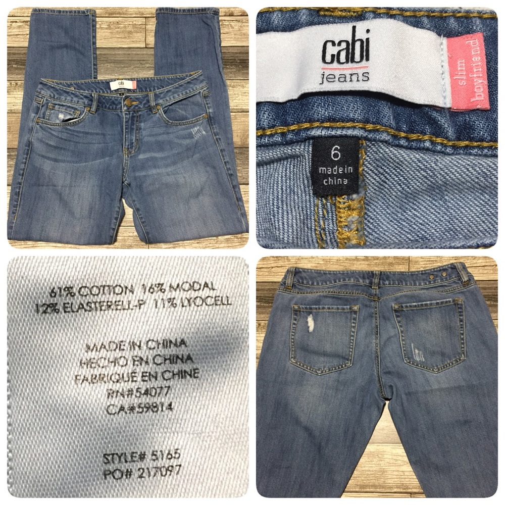 Cabi Slim Boyfriend Jeans Women’s 6 (Inseam 28.5) Light Wash Distressed